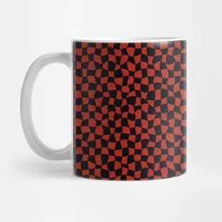 Warped Checkerboard, Black and Red Mug
